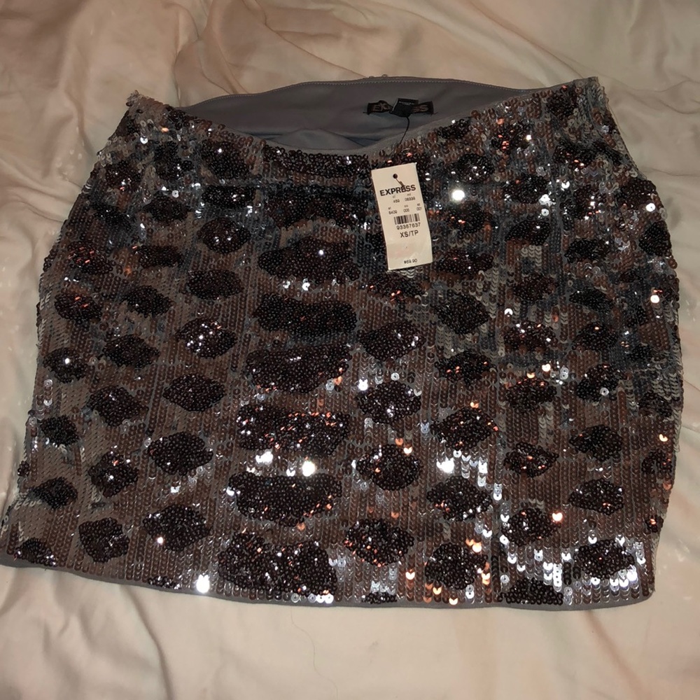 Express silver sequence skirt